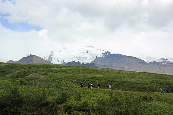The snow on the glaciers remains all year round, though
